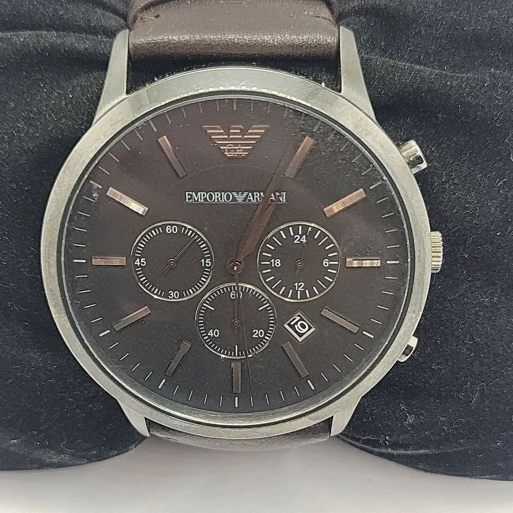 Emporio Armani AR2462 Men's Brown Leather Analog Dial Quartz Wrist Watch BC459